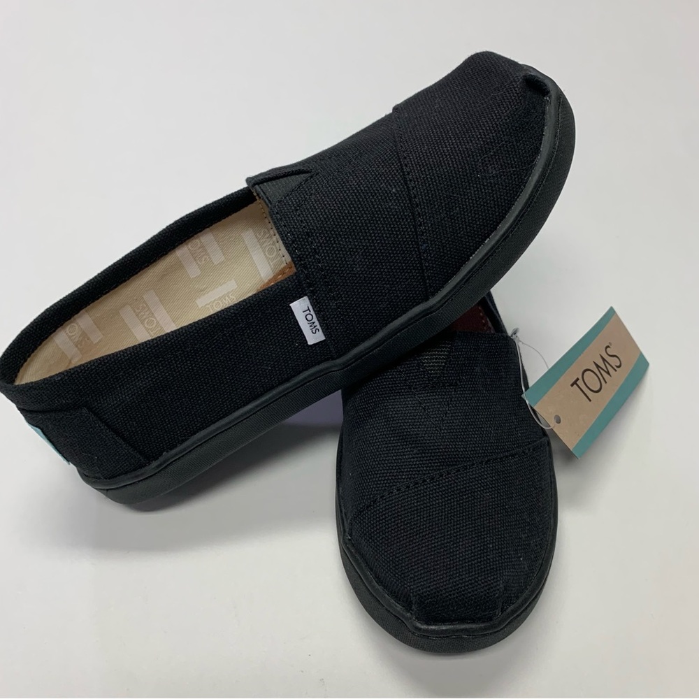 Kids Toms Unisex Black Slip On Classic Canvas Sz 13